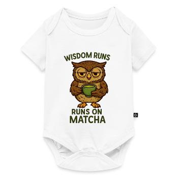 Matcha Eule / Uhu - Baby Premium Kurzarmbody - Weiß - Vorne
