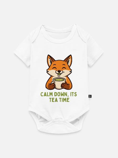 Fuchs Teezeit: Ruhevoller Genuss - Baby Premium Kurzarmbody - Weiß