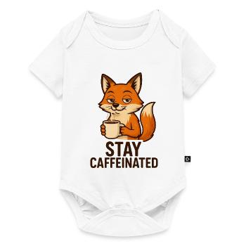 Fuchs Kaffee Motiv Stay Caffeinated - Baby Premium Kurzarmbody - Weiß - Vorne