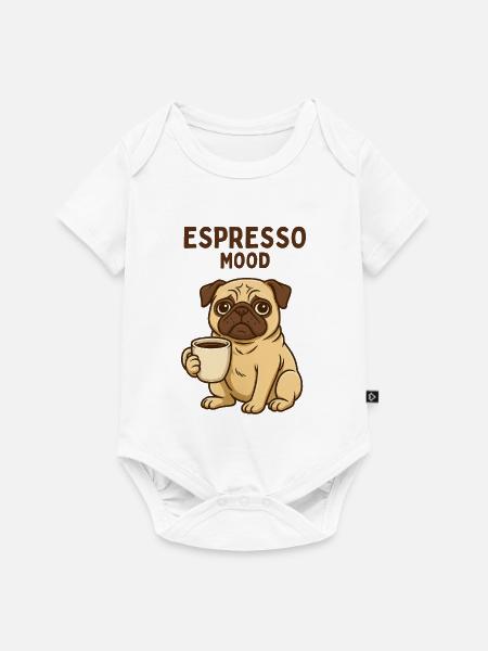 Espresso Stimmung Pug - Baby Premium Kurzarmbody - Weiß