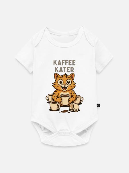 Kaffee Kater Cartoon - Baby Premium Kurzarmbody - Weiß