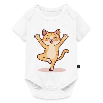 Yoga Cat Cartoon | Cute Meditating Kitty Pose - Baby Premium short-sleeve bodysuit - white - Front