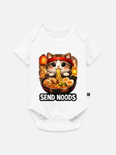 Ramen Katze Send Noods - Baby Premium Kurzarmbody - Weiß