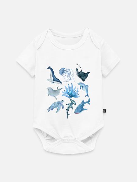 ocean animals - Baby Premium short-sleeve bodysuit - white