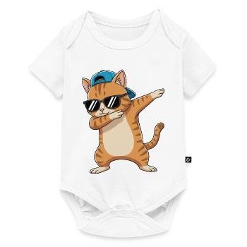 Dessin animé de lunettes de soleil pour chat à faire du dabing - Body à manches courtes Premium Bébé - blanc - Devant