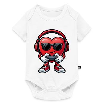 Cool Gamer Heart with Headphones and Controller - Baby Premium short-sleeve bodysuit - white - Front