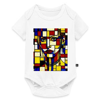 Stained glass portrait mosaic - Baby Premium short-sleeve bodysuit - white - Front