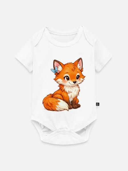 Flotter Fuchs mit Schmetterling - Baby Premium Kurzarmbody - Weiß