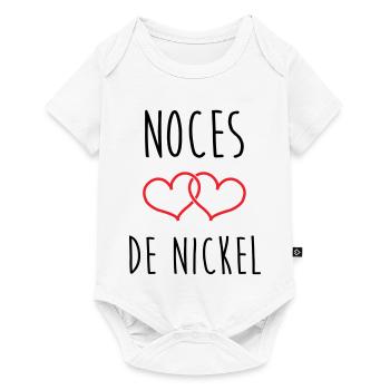Nickel-Hochzeit 28 Jahre Glück und Liebe - Baby Premium Kurzarmbody - Weiß - Vorne