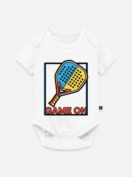 Neobrutalistisches Padel-Racket-Art-Spiel läuft - Baby Premium Kurzarmbody - Weiß