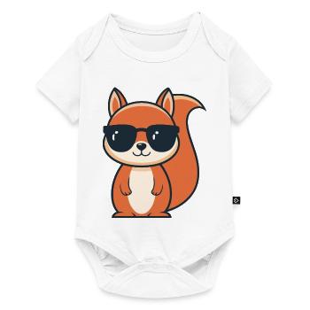 Écureuil chic lunettes noires - Body à manches courtes Premium Bébé - blanc - Devant