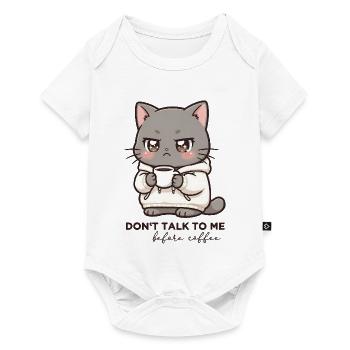 Ne me parle pas avant Chat du café - Body à manches courtes Premium Bébé - blanc - Devant