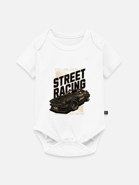 Straßenrennwagen-Print - Baby Premium Kurzarmbody - Weiß