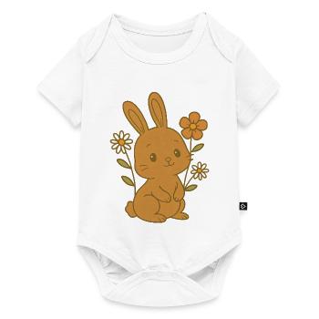 Bunny Bunny Bunny Printemps Fleurs de Printemps Jardin d’été de Pâques - Body à manches courtes Premium Bébé - blanc - Devant