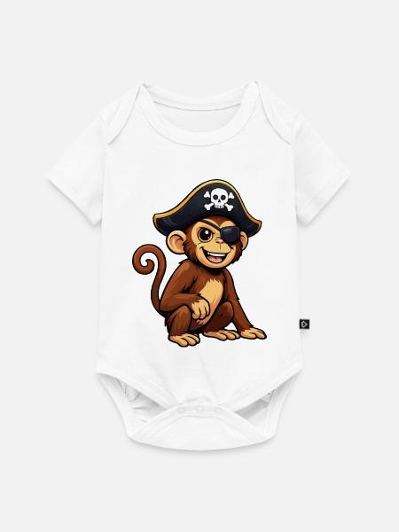 affe-pirat - Baby Premium Kurzarmbody - Weiß