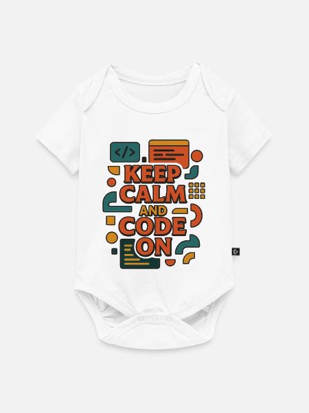 Keep Calm and Code On – Lustiges Coder Shirt - Baby Premium Kurzarmbody - Weiß