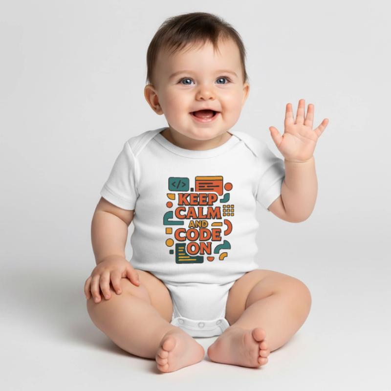 Keep Calm and Code On – Funny Coder Shirt Baby Premium short-sleeve bodysuit