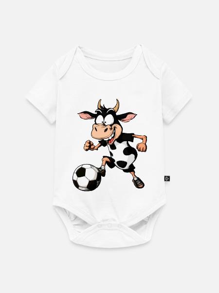 Kuh Fussballer - Baby Premium Kurzarmbody - Weiß
