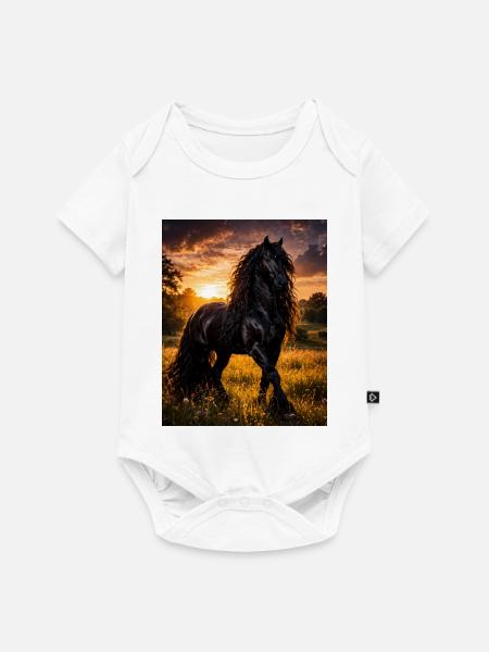 Abendlicht Schwarzpferd - Baby Premium Kurzarmbody - Weiß