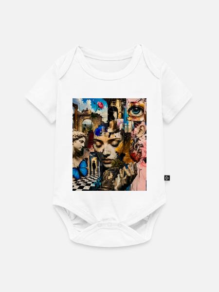Surreales Collage-Porträt - Baby Premium Kurzarmbody - Weiß