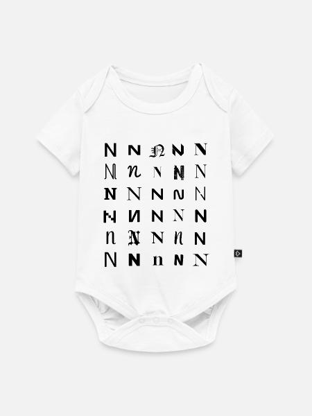 Typografie N Monogramm-Buchstabenmosaikdesign - Baby Premium Kurzarmbody - Weiß