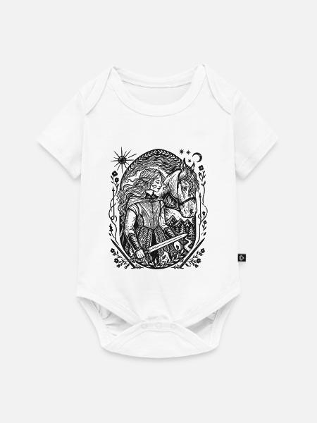 Nachtwald Silhouette: Fantasy-Wächter - Baby Premium Kurzarmbody - Weiß