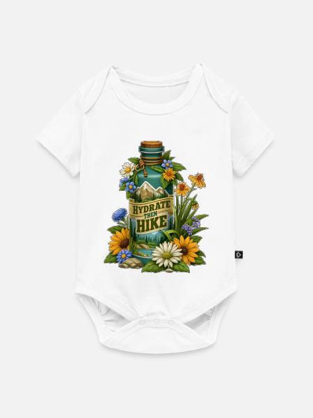 Hydrate Then Hike Blumenflaschen-Design - Baby Premium Kurzarmbody - Weiß