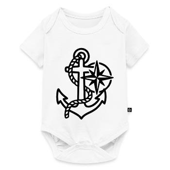 Anchor Wind Rose Maritime Logo - Baby Premium short-sleeve bodysuit - white - Front