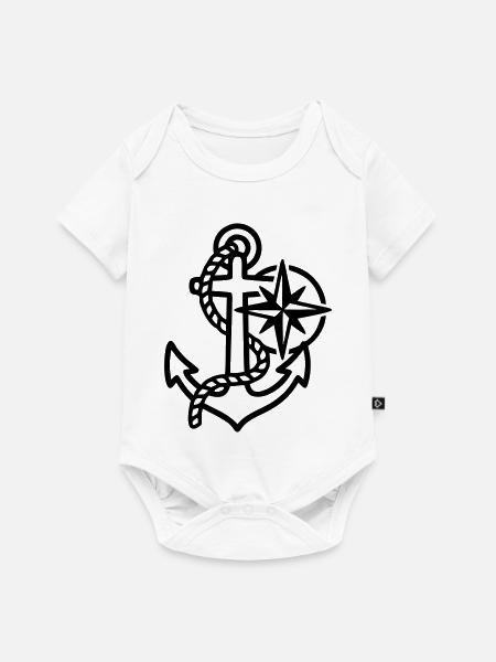 Anker Windrose Maritim Logo - Baby Premium Kurzarmbody - Weiß