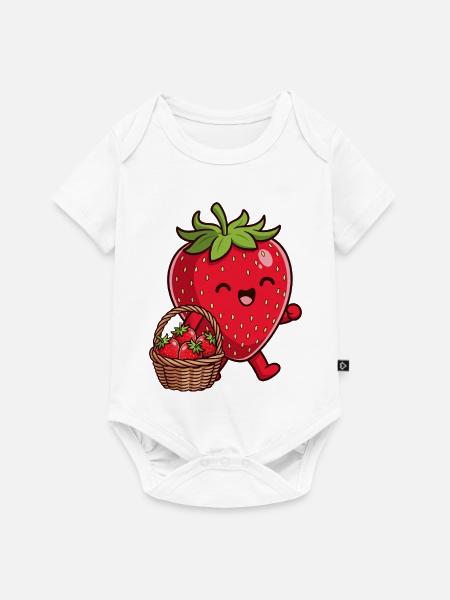 Lustige Erdbeere - Baby Premium Kurzarmbody - Weiß