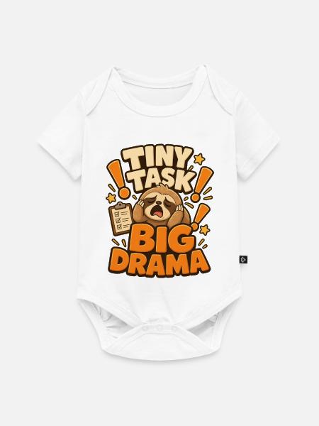 Tiny Task Big Drama Faultier - Baby Premium Kurzarmbody - Weiß