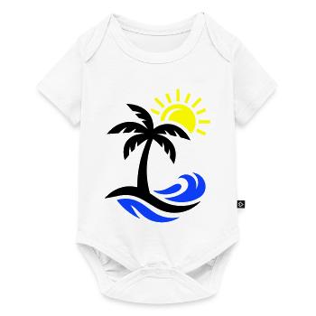 Océan Palm Tree Beach - Body à manches courtes Premium Bébé - blanc - Devant