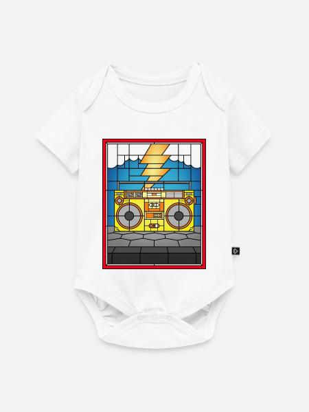 Buntglas-Boombox-Illustration - Baby Premium Kurzarmbody - Weiß