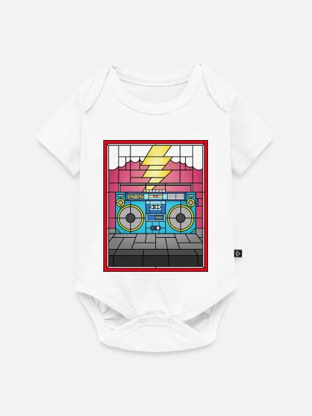 Buntglas-Boombox-Illustration - Baby Premium Kurzarmbody - Weiß