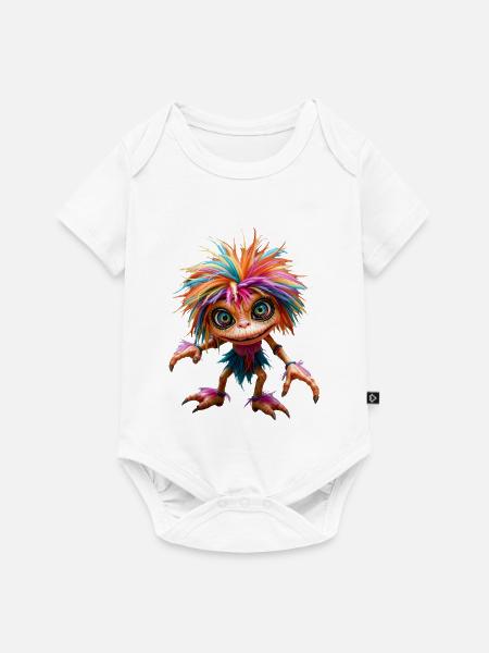Mehrfarbiges, pelziges Wesen - Baby Premium Kurzarmbody - Weiß