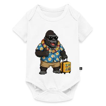 Urlaubs Gorilla Hawaii Hemd - Baby Premium Kurzarmbody - Weiß - Vorne
