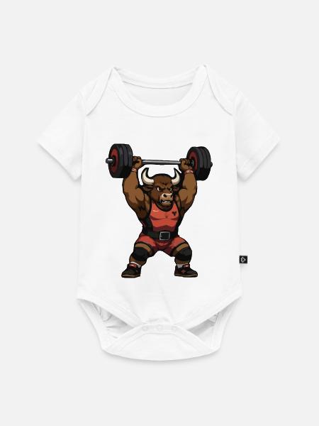 Stierkraft Strongman-Druckdesign - Baby Premium Kurzarmbody - Weiß