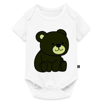 Dunkler Bär Cartoon Kuschelheld - Baby Premium Kurzarmbody - Weiß - Vorne