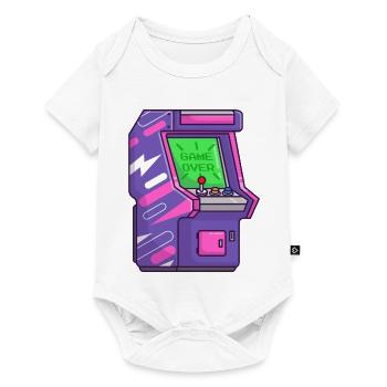 Fin de la partie arcade néon - Body à manches courtes Premium Bébé - blanc - Devant