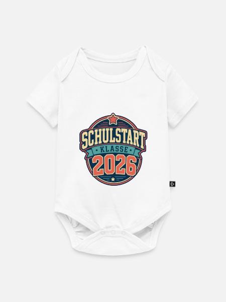 Schulstart 2026 Retro Abzeichen - Baby Premium Kurzarmbody - Weiß