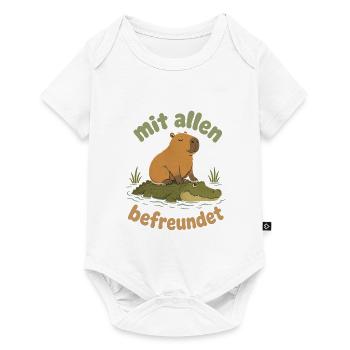 Capybara auf Alligator: Freundschaft im Wasser - Baby Premium Kurzarmbody - Weiß - Vorne