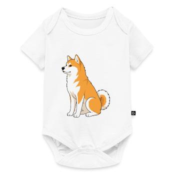 Illustration joyeuse de Shiba Inu - Body à manches courtes Premium Bébé - blanc - Devant