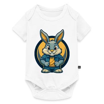 Rabbit Kawaii Maskottchen Cartoon Clipart Logo Abzeichen - Baby Premium Kurzarmbody - Weiß - Vorne