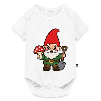 Héros nain de jardin avec champignon - Body à manches courtes Premium Bébé - blanc - Devant