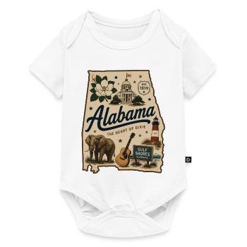 Vintage-Alabama State Pride Illustrated-Aufkleber - Baby Premium Kurzarmbody - Weiß - Vorne