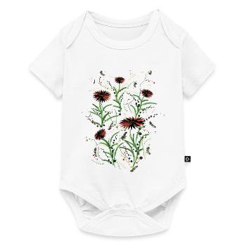 Abstrakte Wildblumen Grunge Illustration - Baby Premium Kurzarmbody - Weiß - Vorne
