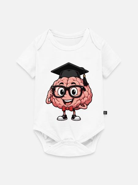 Gehirn mit Brille - Baby Premium Kurzarmbody - Weiß