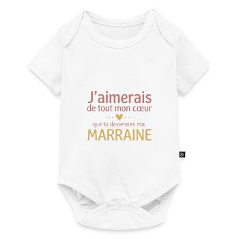 Demande Marraine : Veux-tu être ma marraine - Body à manches courtes Premium Bébé - blanc - Devant