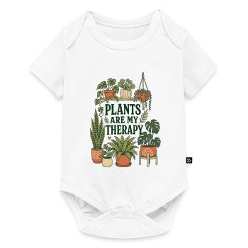 Plants Are My Therapy – Zimmerpflanzen - Baby Premium Kurzarmbody - Weiß - Vorne