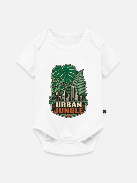 Urban Jungle – Monstera City Pflanzen - Baby Premium Kurzarmbody - Weiß